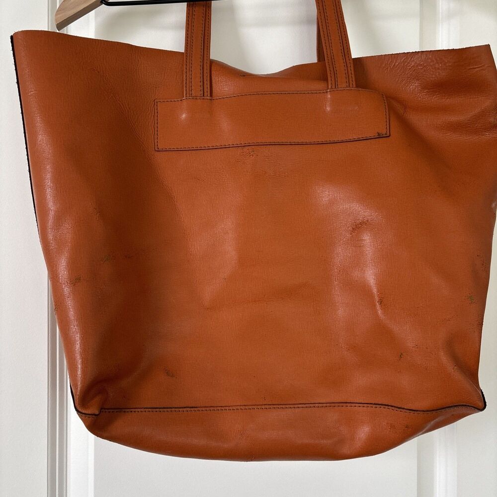 Vintage Alberta Di Canio Orange Solid Soft Open Tote Bag + zip pouch hobo SoHo